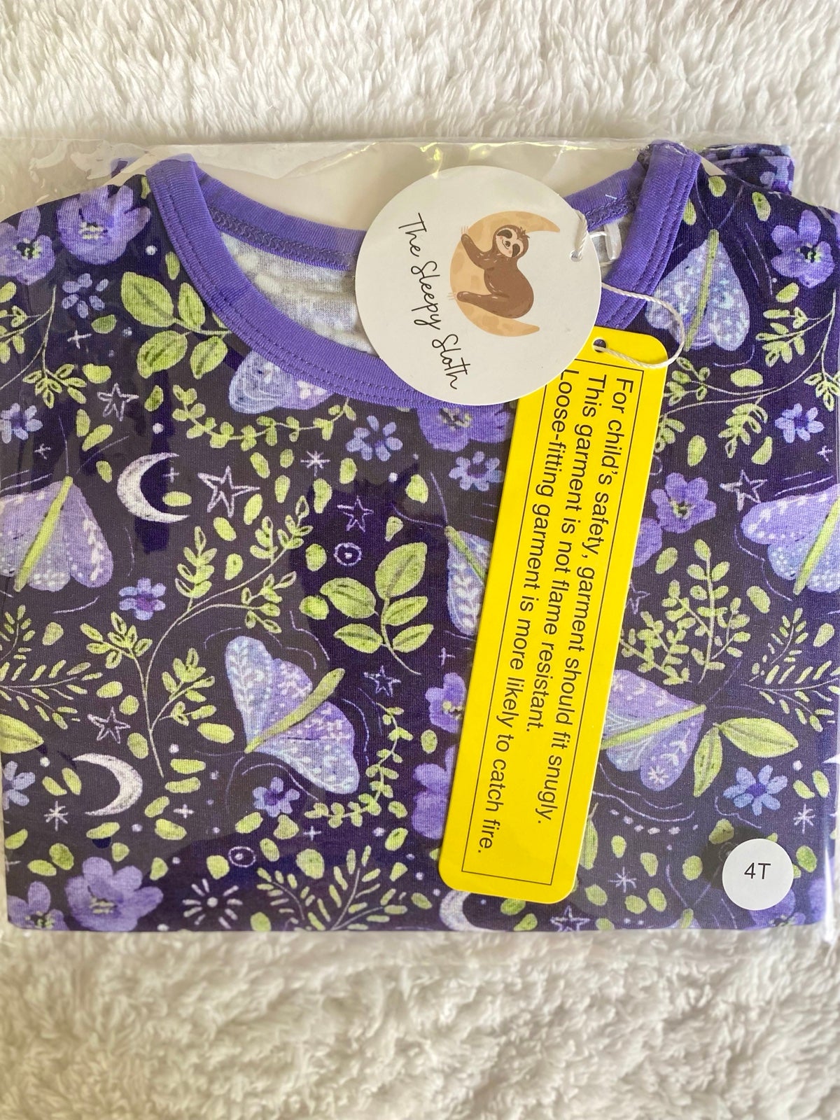 The Sleepy Sloth Midnight flutter short sleeve size 4T