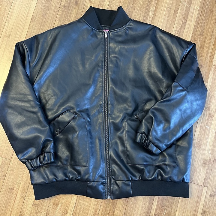 Edikted Faux Leather Oversized Bomber Jacket Size XS Original Price 156.00