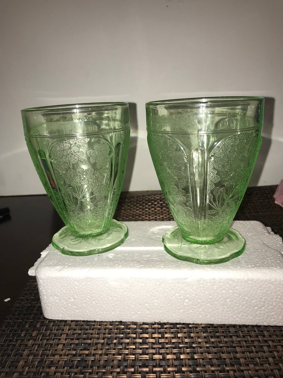 Jeannette Cherry Blossom Uranium Glass