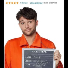 Mens jail bird costume and women's police costume