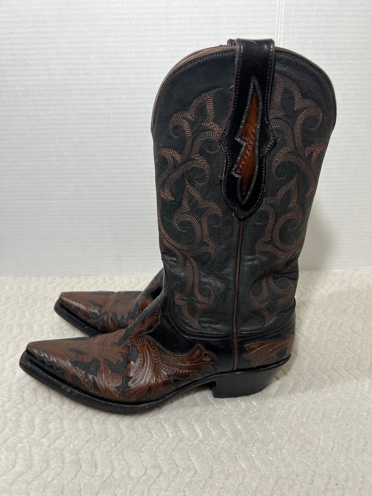 Black Jack Men’s Size 8 C Western Cowboy Brown Leather Embroidered Comfort Boot
