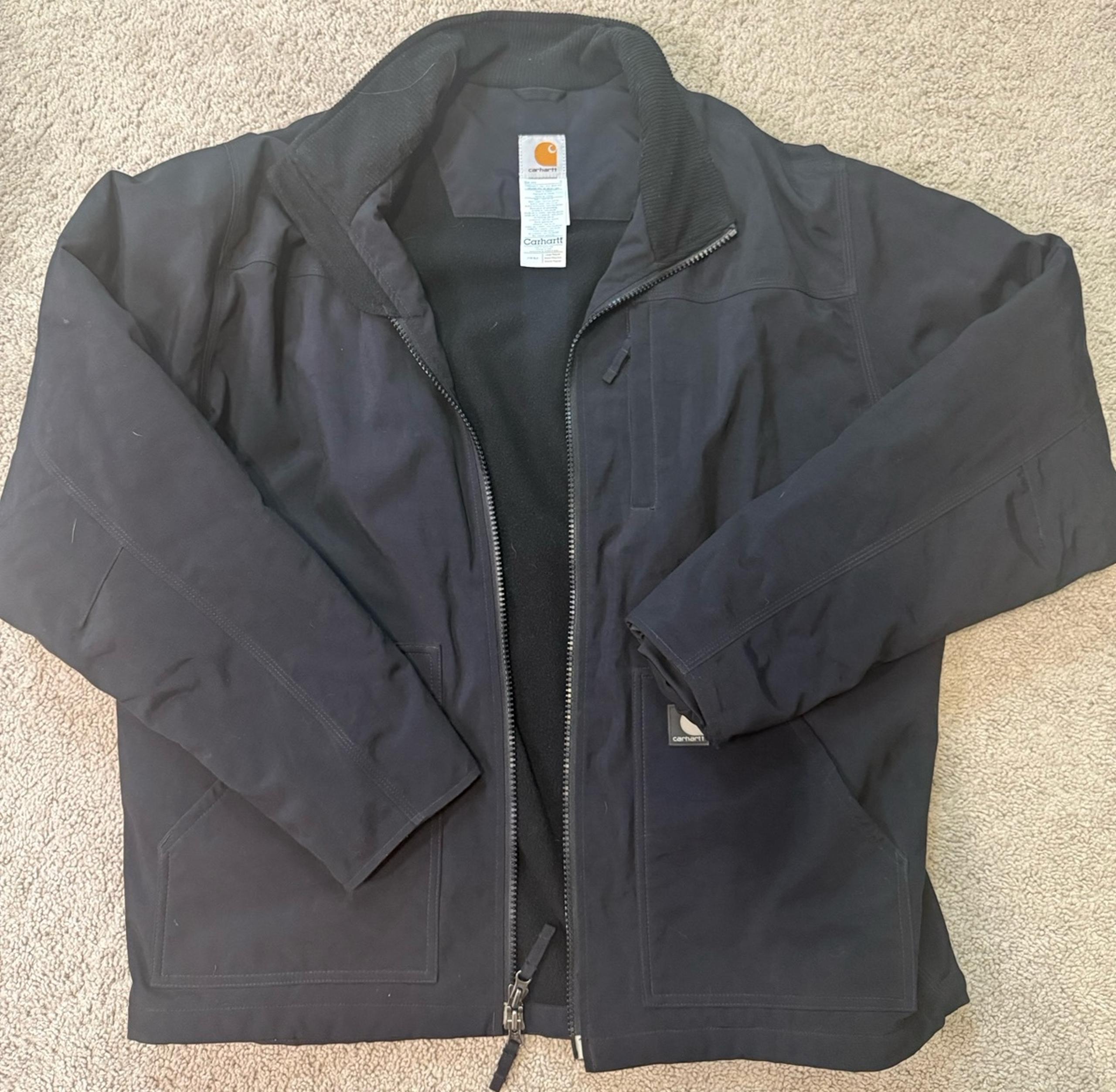 Carhartt Soft Shell Active Black Fleece Lined Hooded Full Zip Jacket Men’s LG