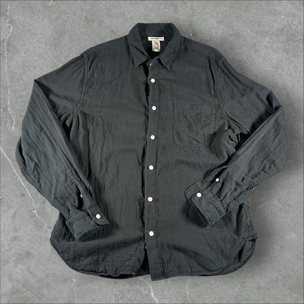 Hiroshi Kato Shirt Mens Large Black Button Up Long Sleeve The Ripper Lux Casual
