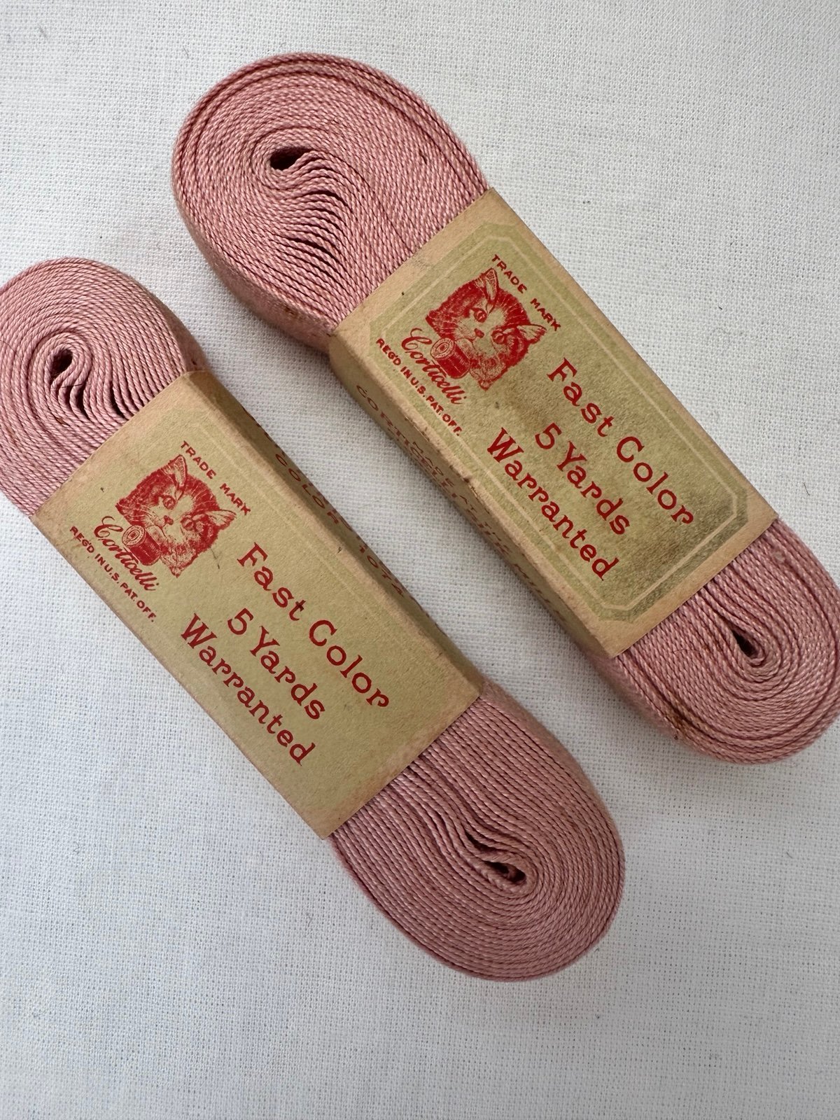 One Antique 1800's Corticelli Sterling Silk Braid Pink 5 Yards NEW Old Stock