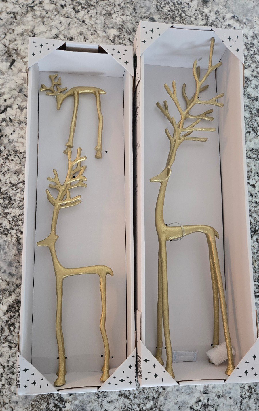 Viral ALDI Merry Moments Sculpted Gold Reindeer Pottery Barn Dupe NEW in Box Set