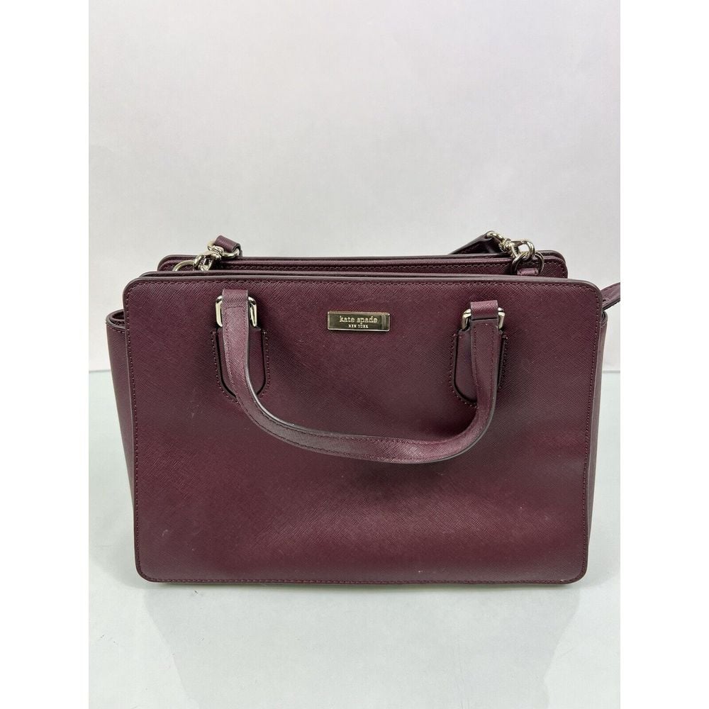KATE SPADE Laurel Way Reese Satchel Crossbody Burgunday Merlot Leather WKRU5392
