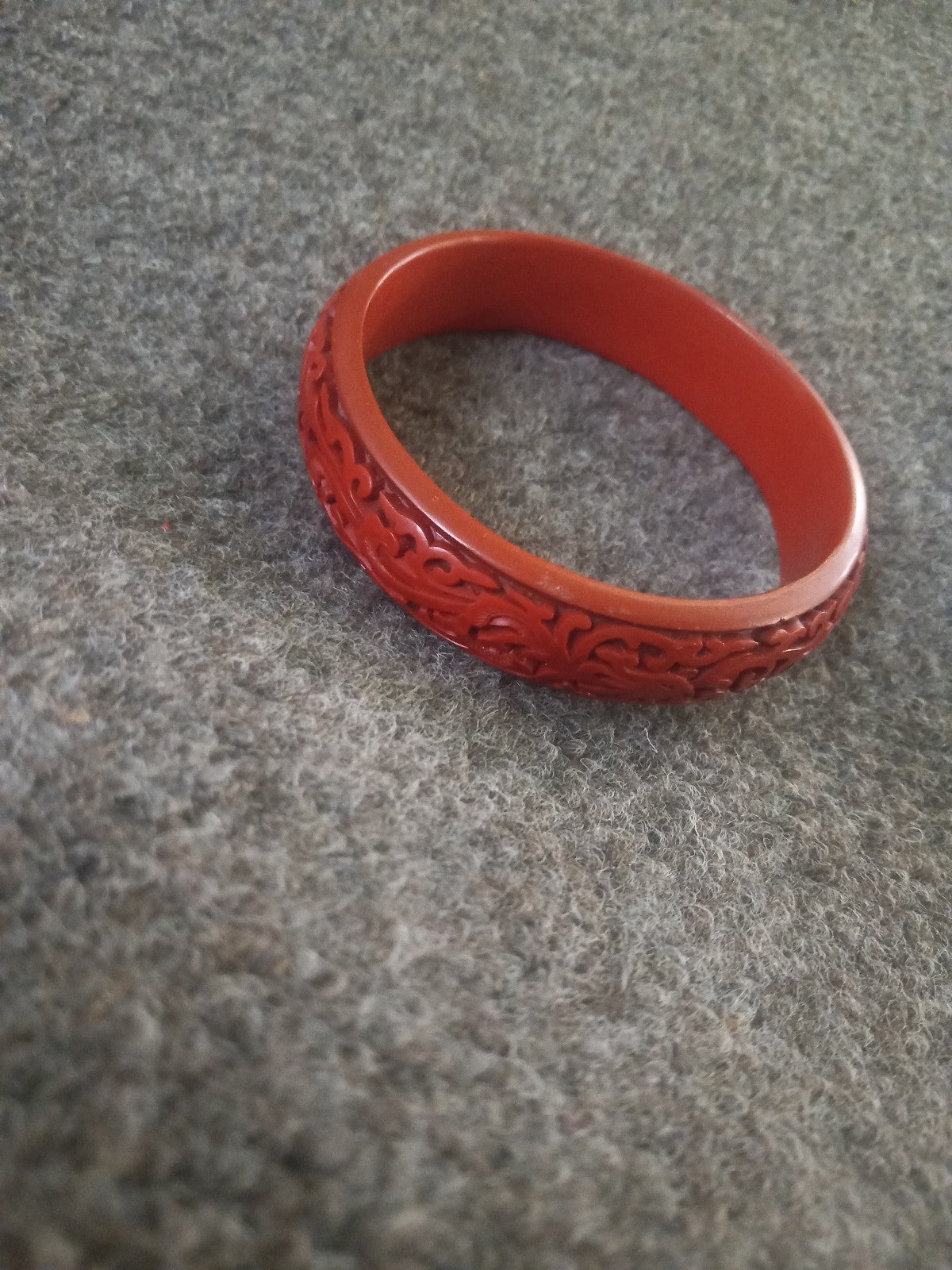 Antique Chinese carved Cinnabar bangle bracelet