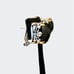 VINTAGE BLACK CUSHION/CHECKER CUT SILVER & GOLD TONE EARRINGS