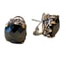VINTAGE BLACK CUSHION/CHECKER CUT SILVER & GOLD TONE EARRINGS