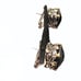 VINTAGE BLACK CUSHION/CHECKER CUT SILVER & GOLD TONE EARRINGS