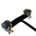 VINTAGE BLACK CUSHION/CHECKER CUT SILVER & GOLD TONE EARRINGS