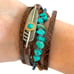 Western Boho Cuff Bracelet - PU Leather Turquoise Bead Charm Multi-Strand NEW