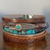 Western Boho Cuff Bracelet - PU Leather Turquoise Bead Charm Multi-Strand NEW