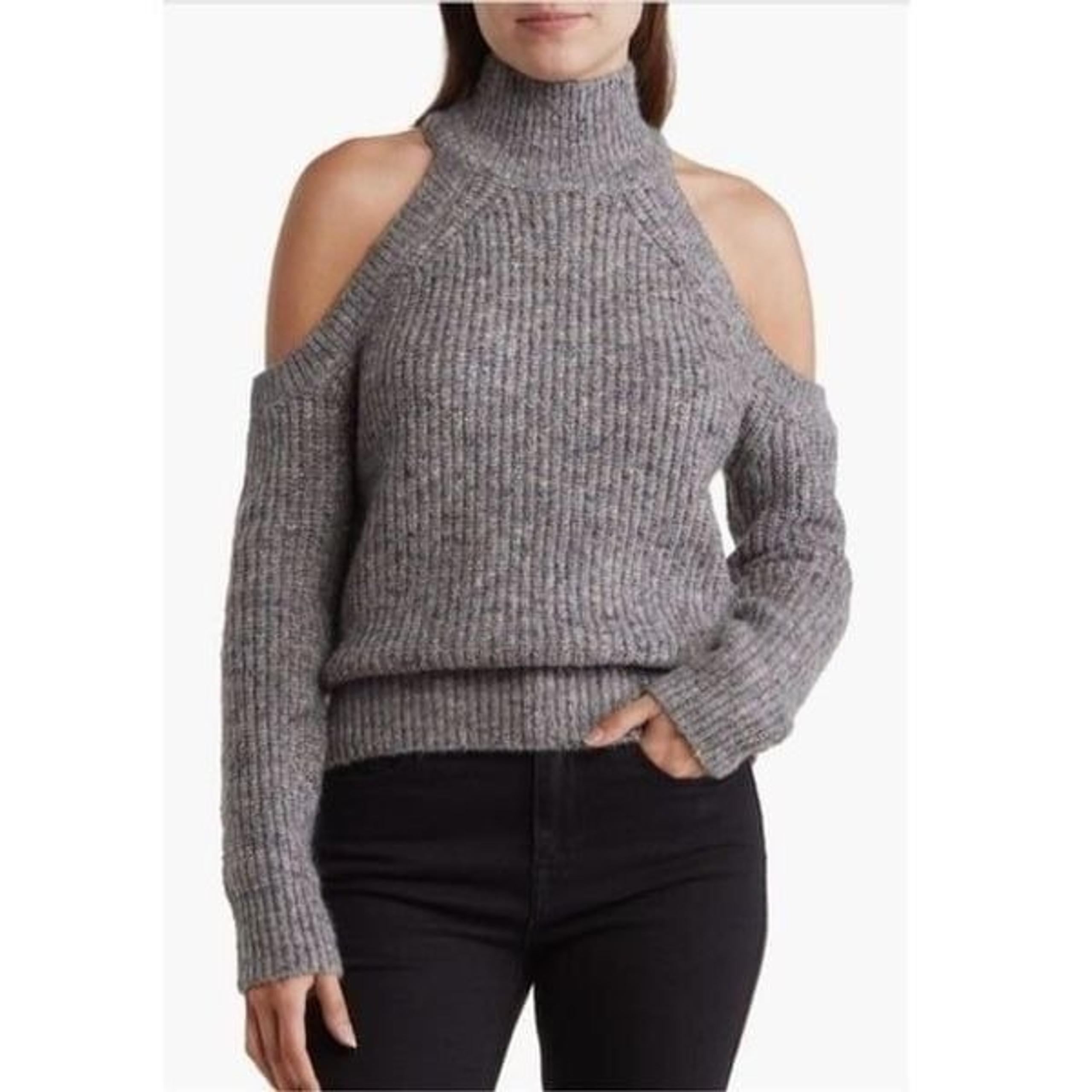 NWOT ASTR the Label womens Tori mock cold shoulder sweater medium gray