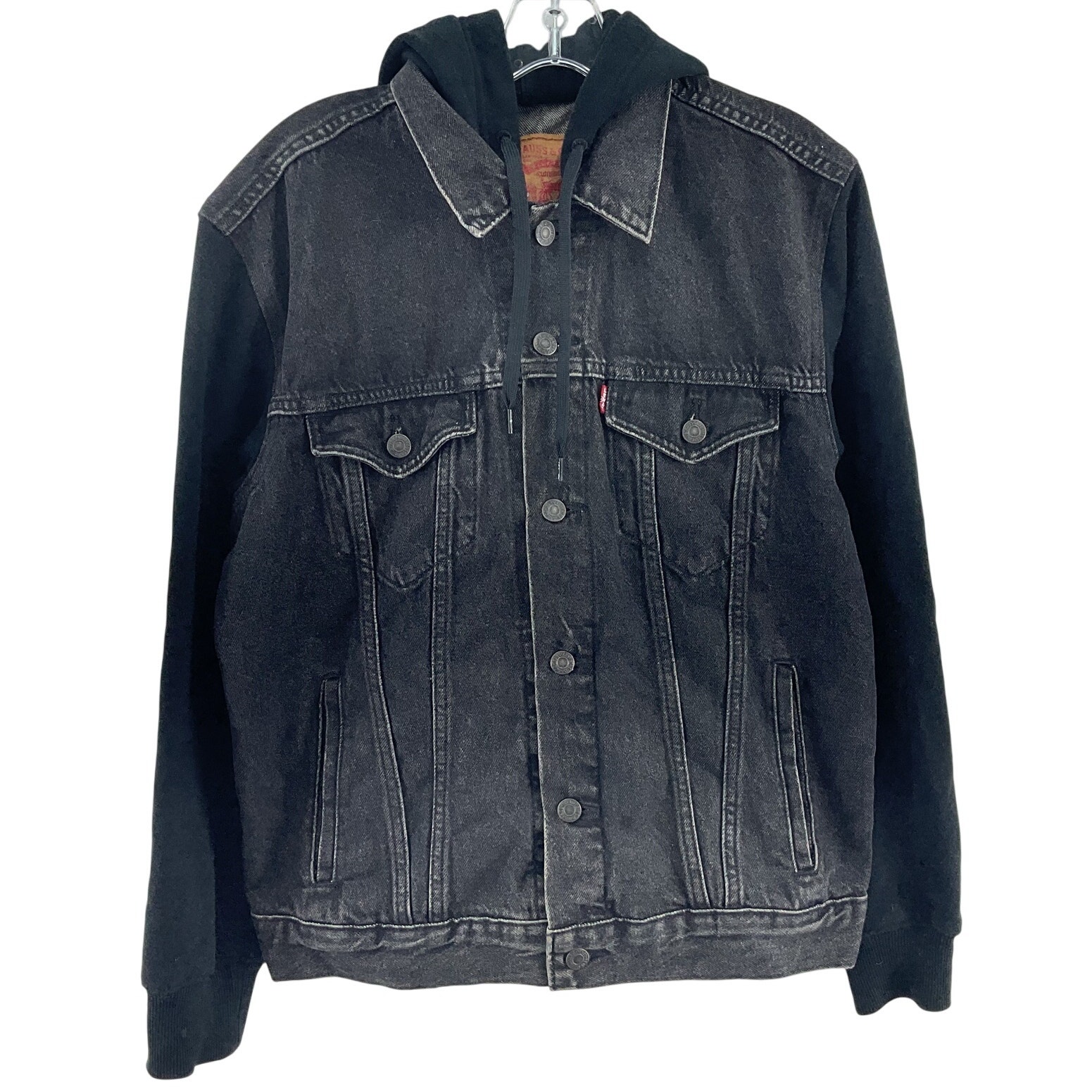 Levi's Black Hooded Cotton Button-Up Jean Jacket Men's Medium Preowned