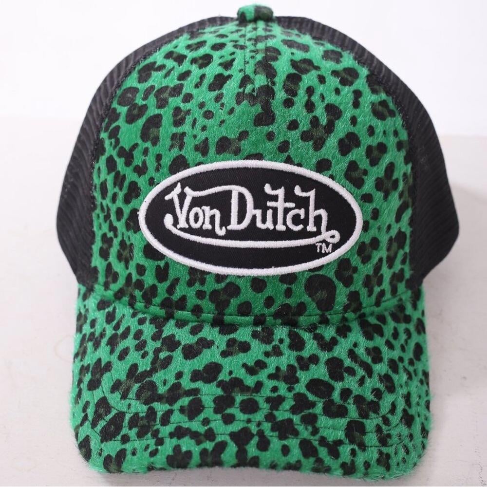 Von Dutch Charli XCX Brat Summer Y2K Lime Green Leopard Print Trucker Hat