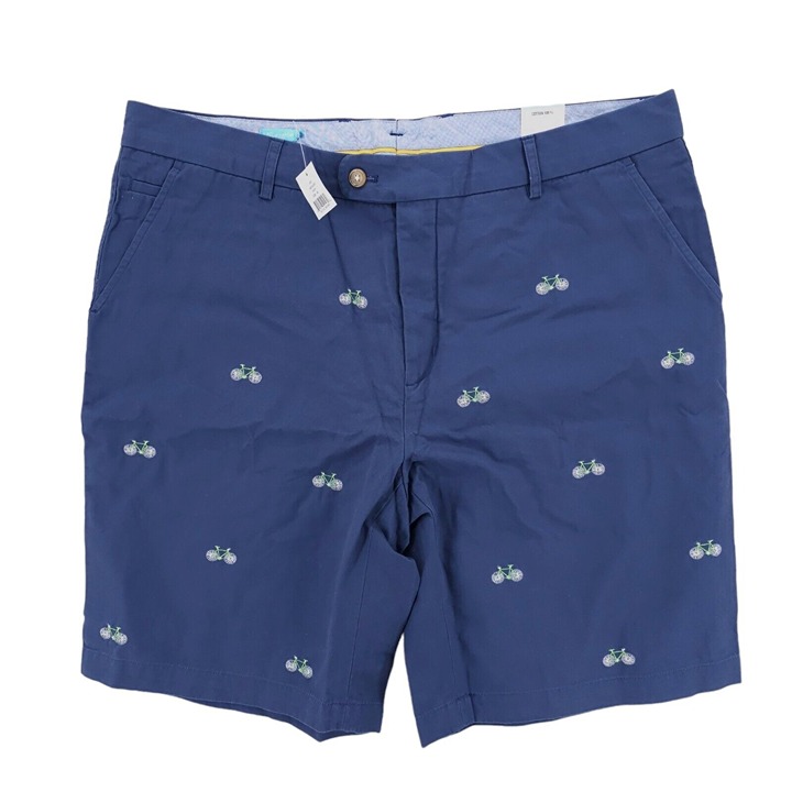 NWT J. McLAUGHLIN Oliver Short Navy Blue Novelty Bicycle Embroidered Men's 38