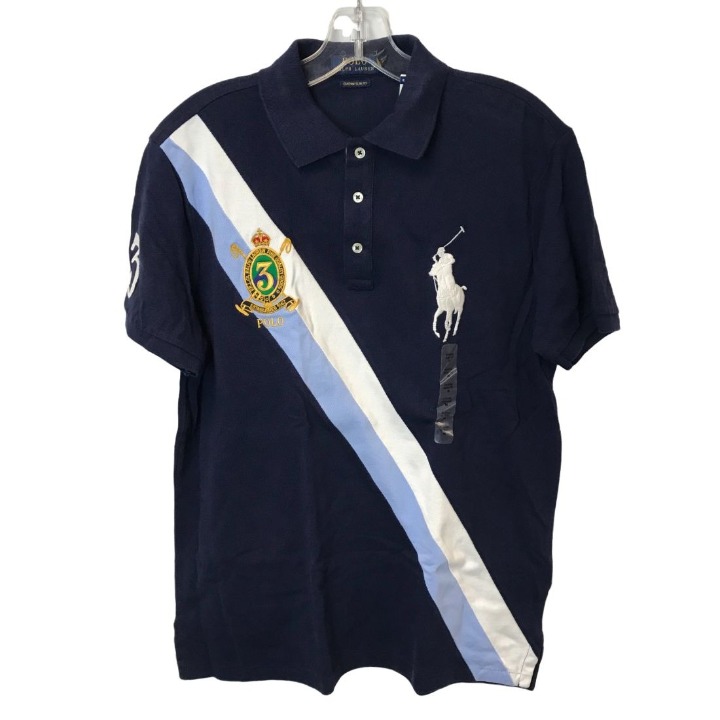 Polo Ralph Lauren Mens Big Pony Custom Slim Fit Three Button Crest Polo Size M