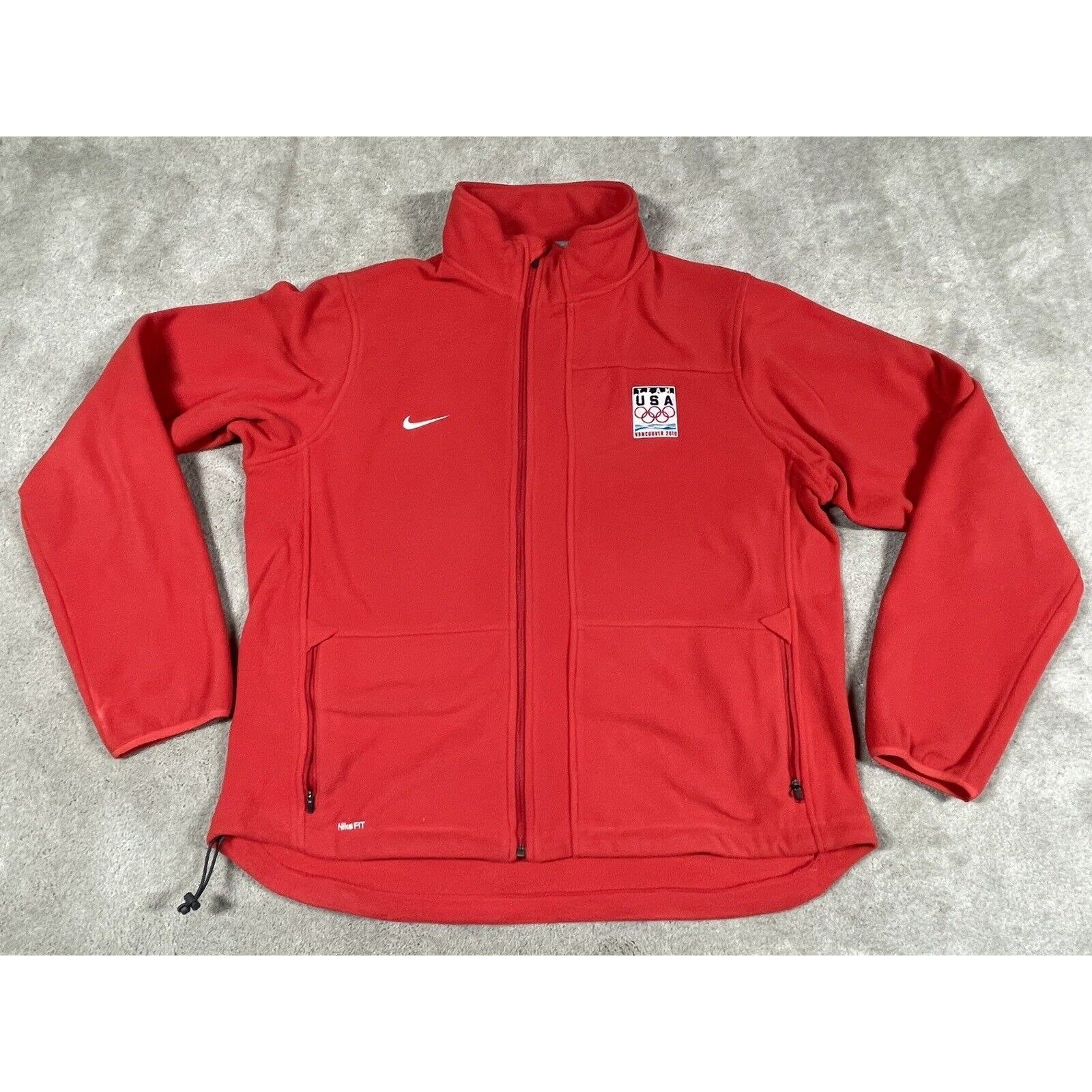 Nike Jacket Mens XL Red USA Olympics Vancouver 2010 Full Zip Up Fleece