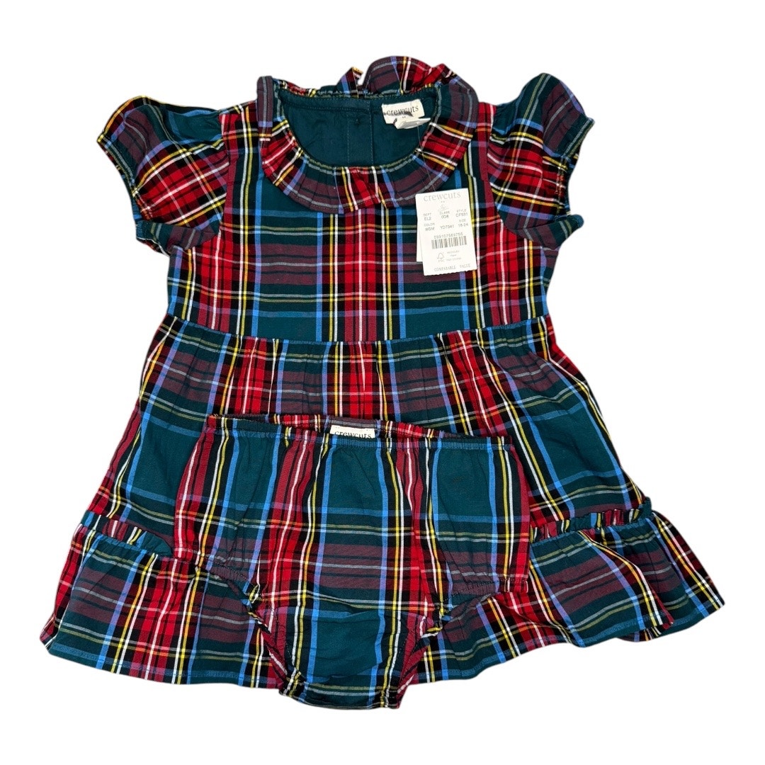 NEW Crewcuts 18-24 Months Baby Girls' Tartan Ruffleneck Dress With Bloomers