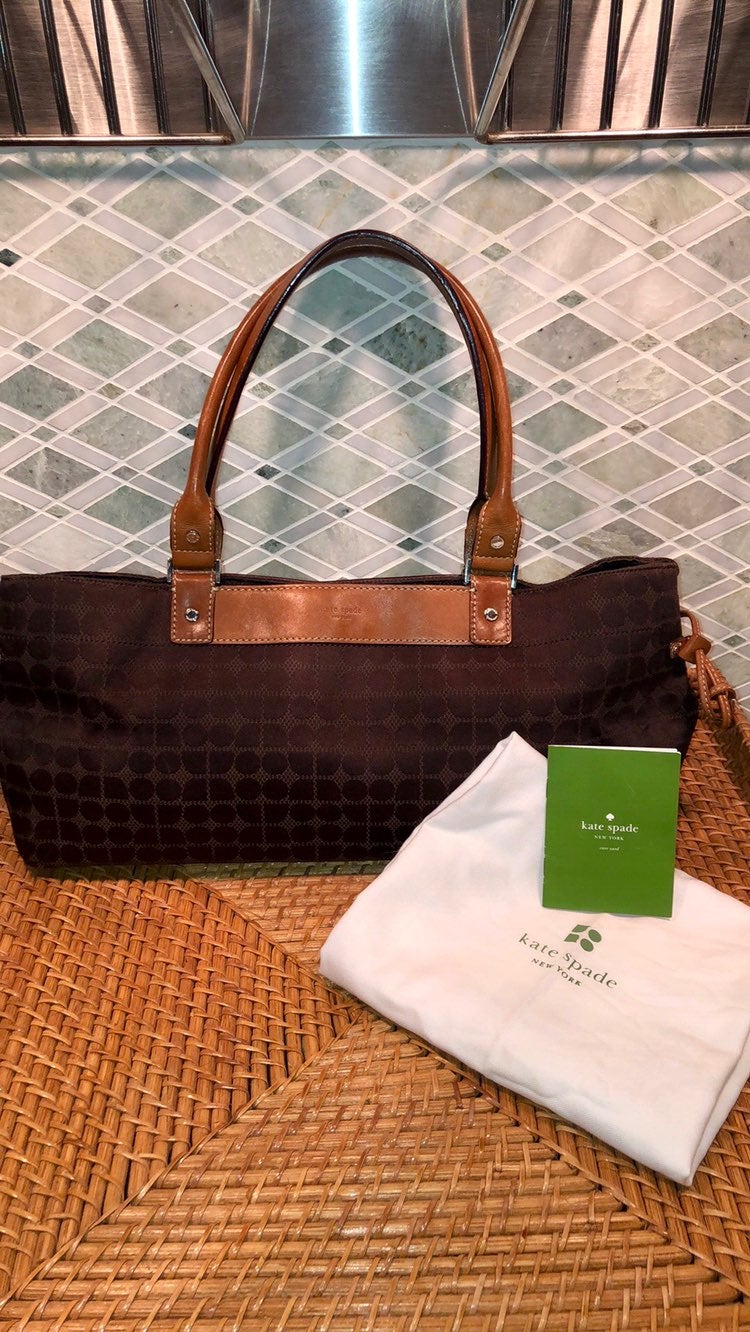 Kate Spade Brwn Fabric & Lthr Handbag