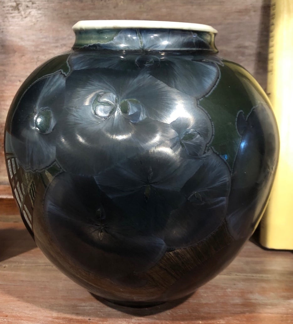 Sid Oakley North Carolina Pottery crystalline glaze vase