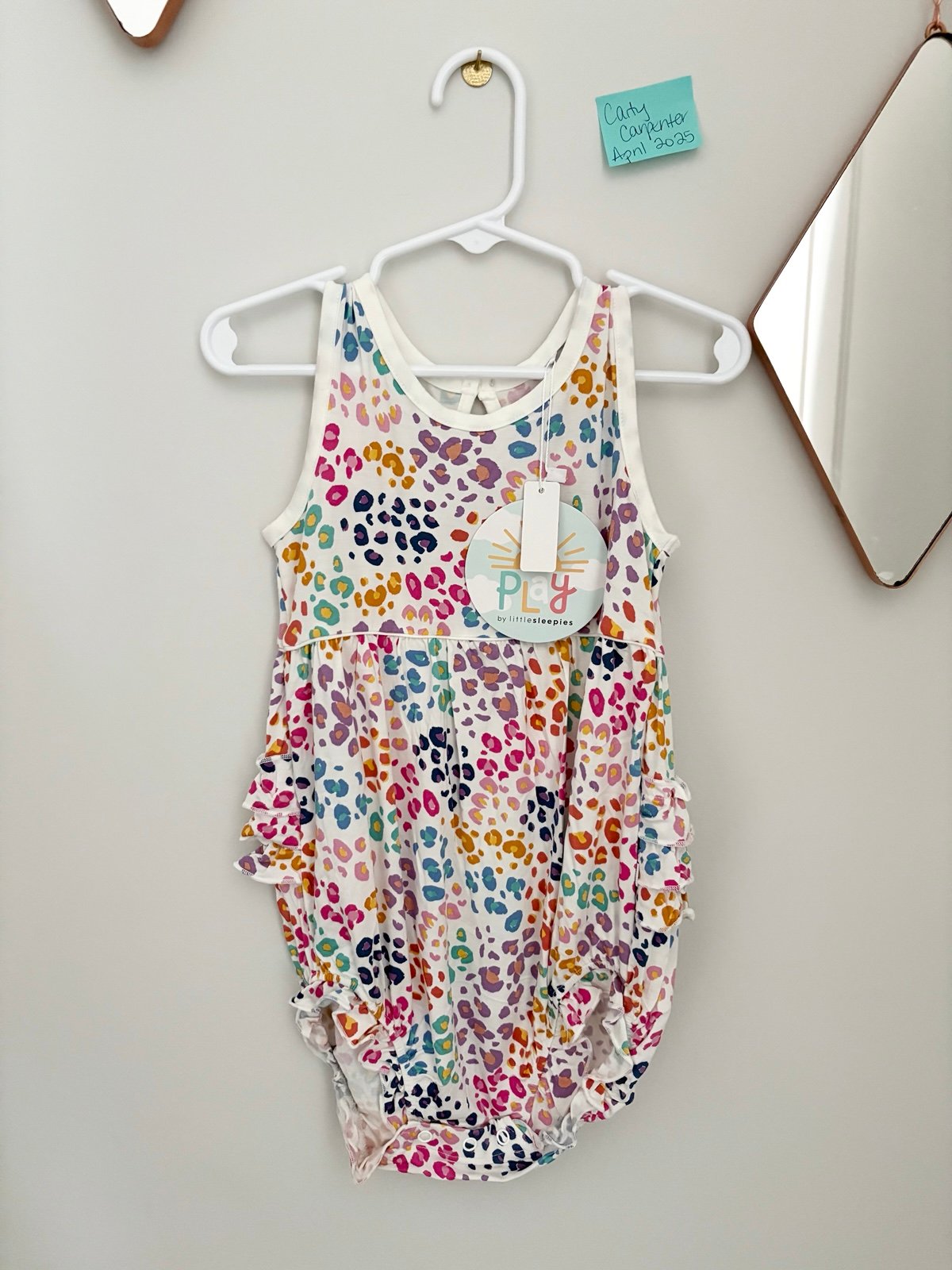 Little Sleepies Rainbow Leopard Bubble Romper 2T