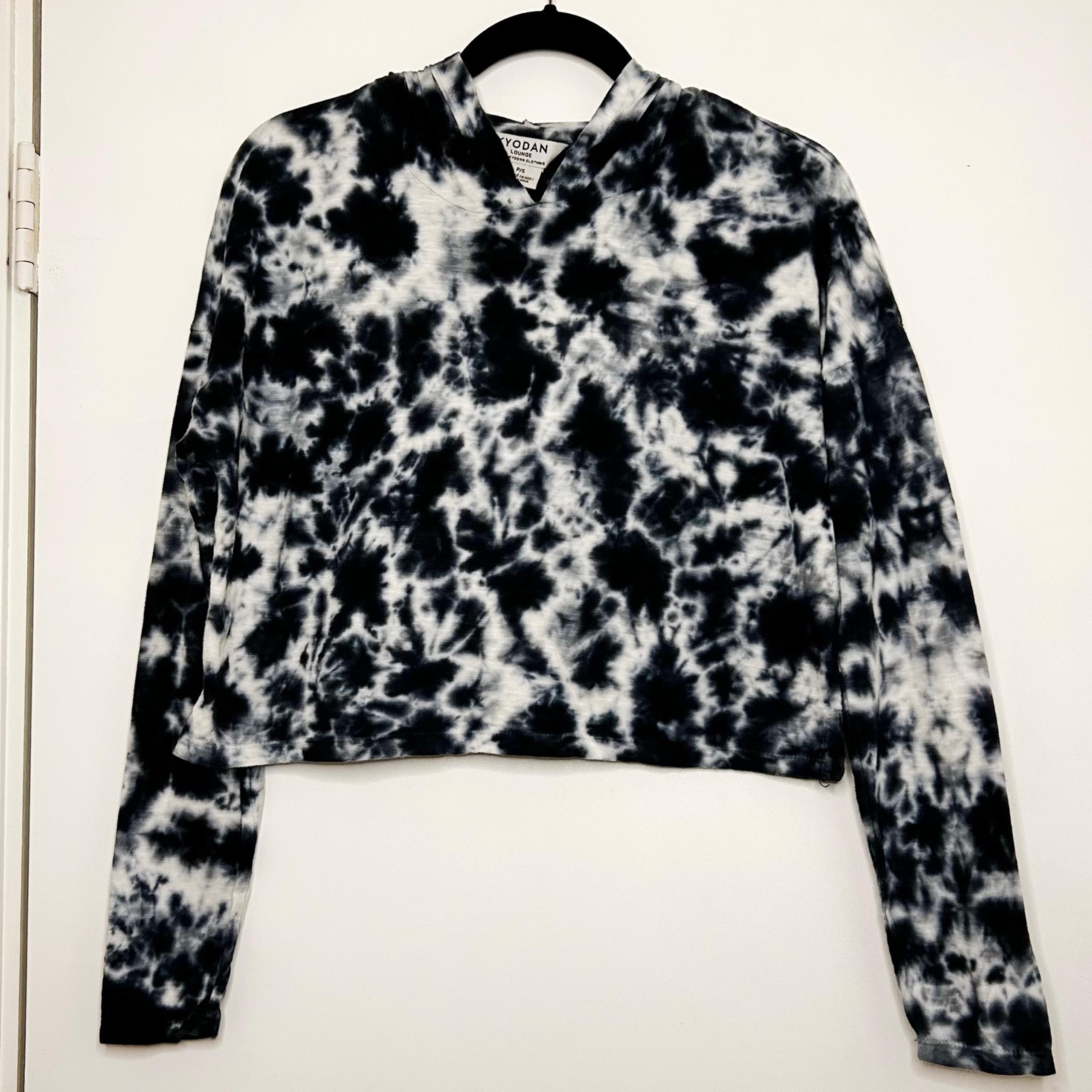 Kyodan Lounge Black Tie Dye Crop Hoodie, Small