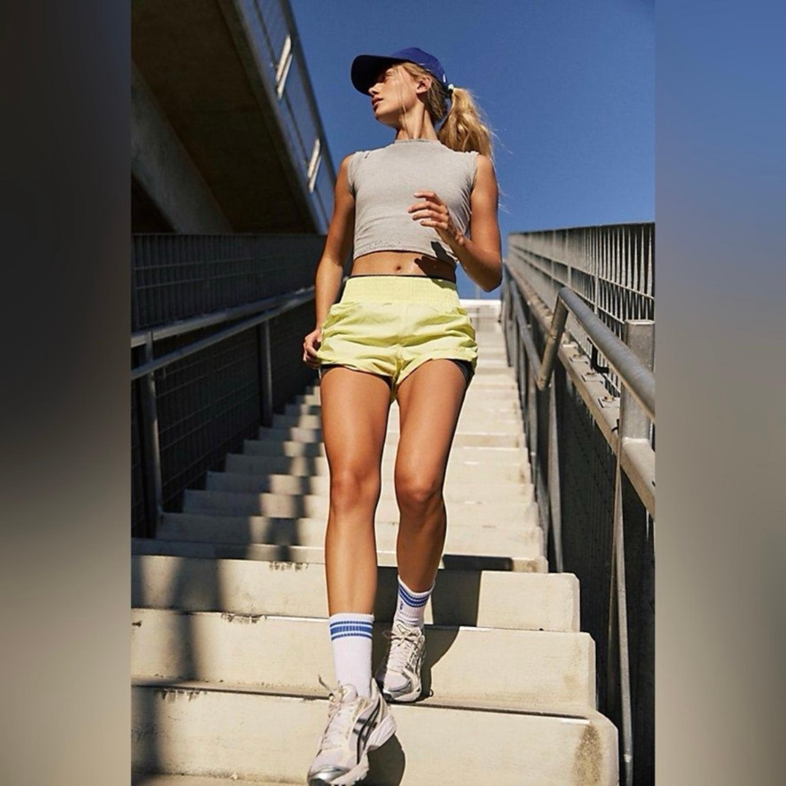 Free People Movement Sporty Sail Away With Me Yellow Active High Rise Shorts L