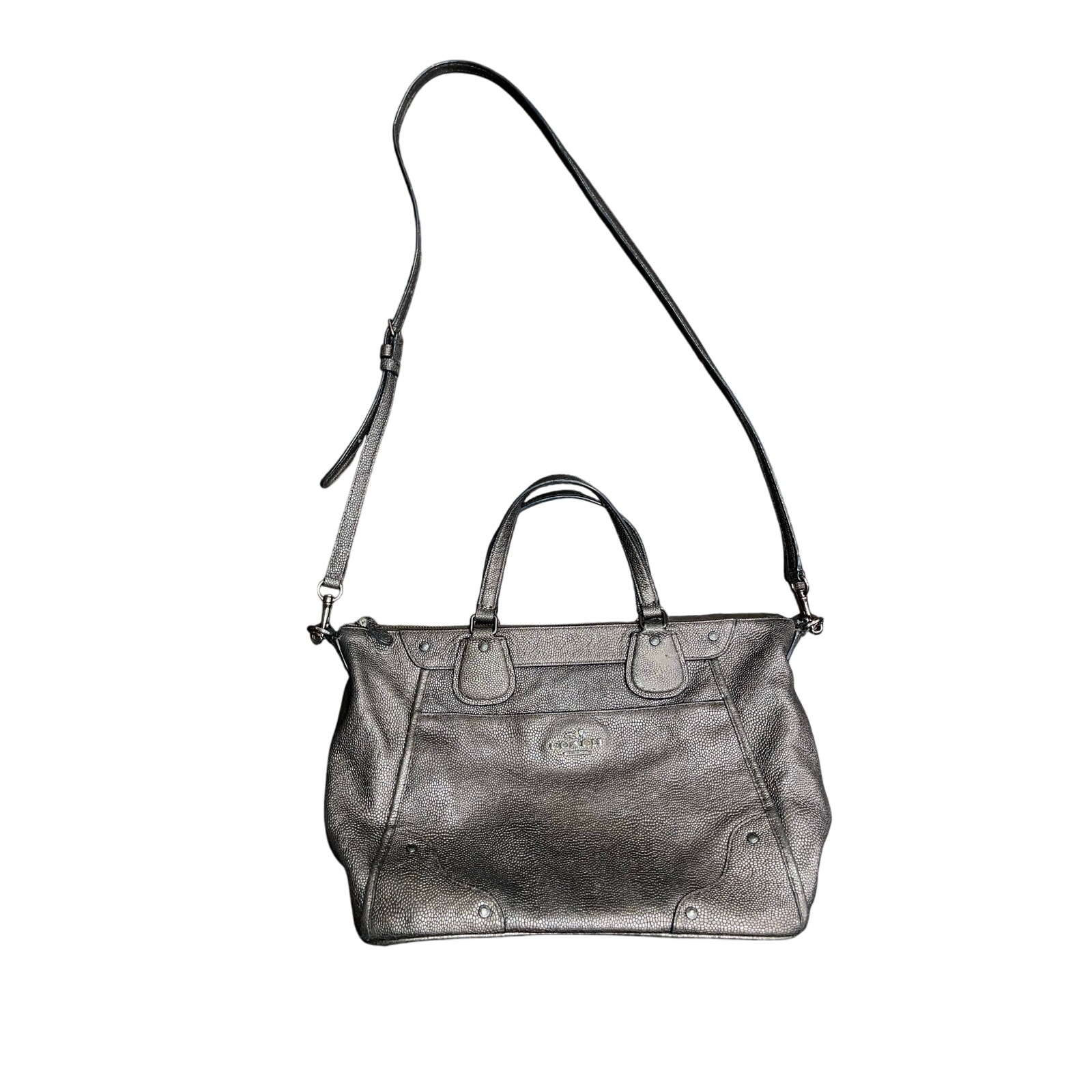 Coach Mickie Satchel Purse Handbag Pebble Leather Metallic