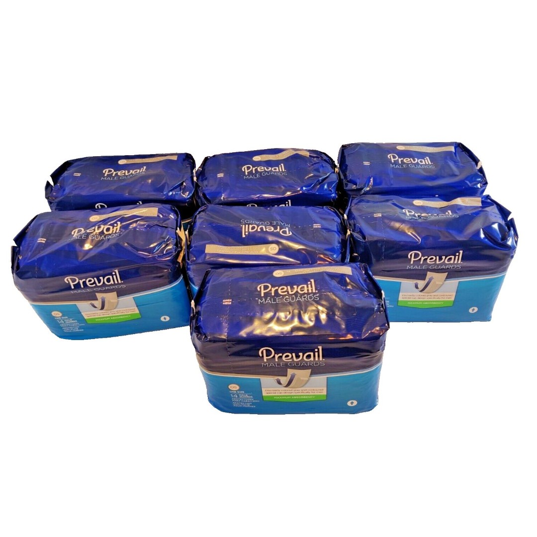 Prevail Daily Male Incontinence Guards - 98 Count (7 packs of 14)