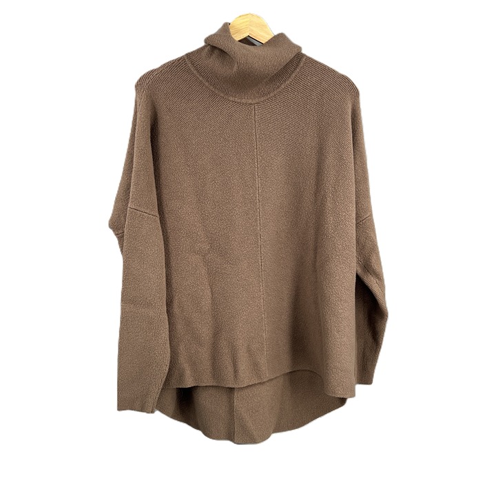 Universal Standard Sweater Brown Oversized High Low Turtleneck Womens S 14/16