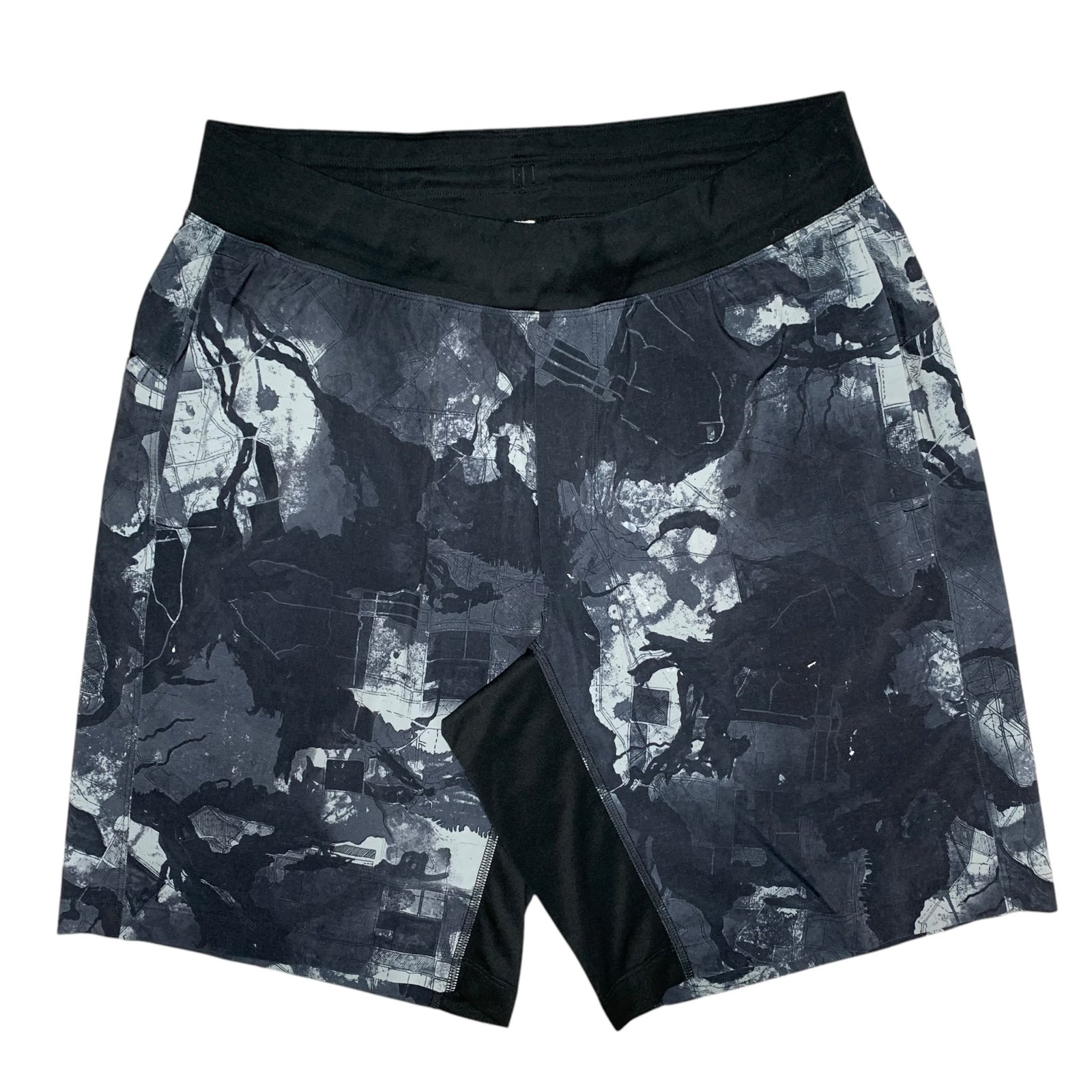 Lululemon Mens Shorts Size L Drawstring Blue Skyline Graphic Print