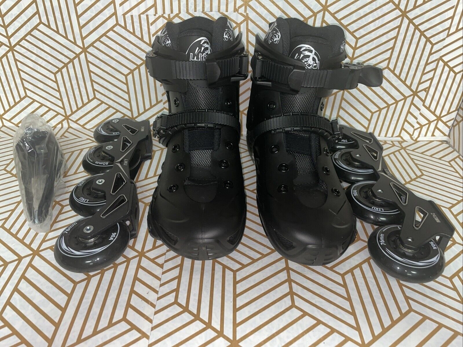 LIKU Fitness Professional Inline Skates Women Men Adult Black 8.5 Mens