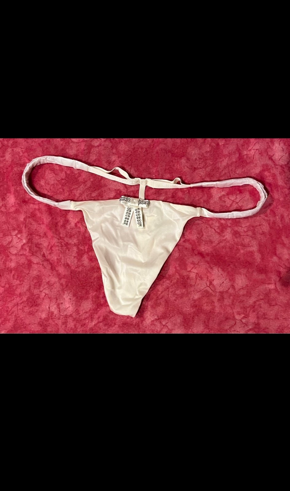 Victoria’s secret Rare! Swarovski crystal embellished ivory satin V-String, M