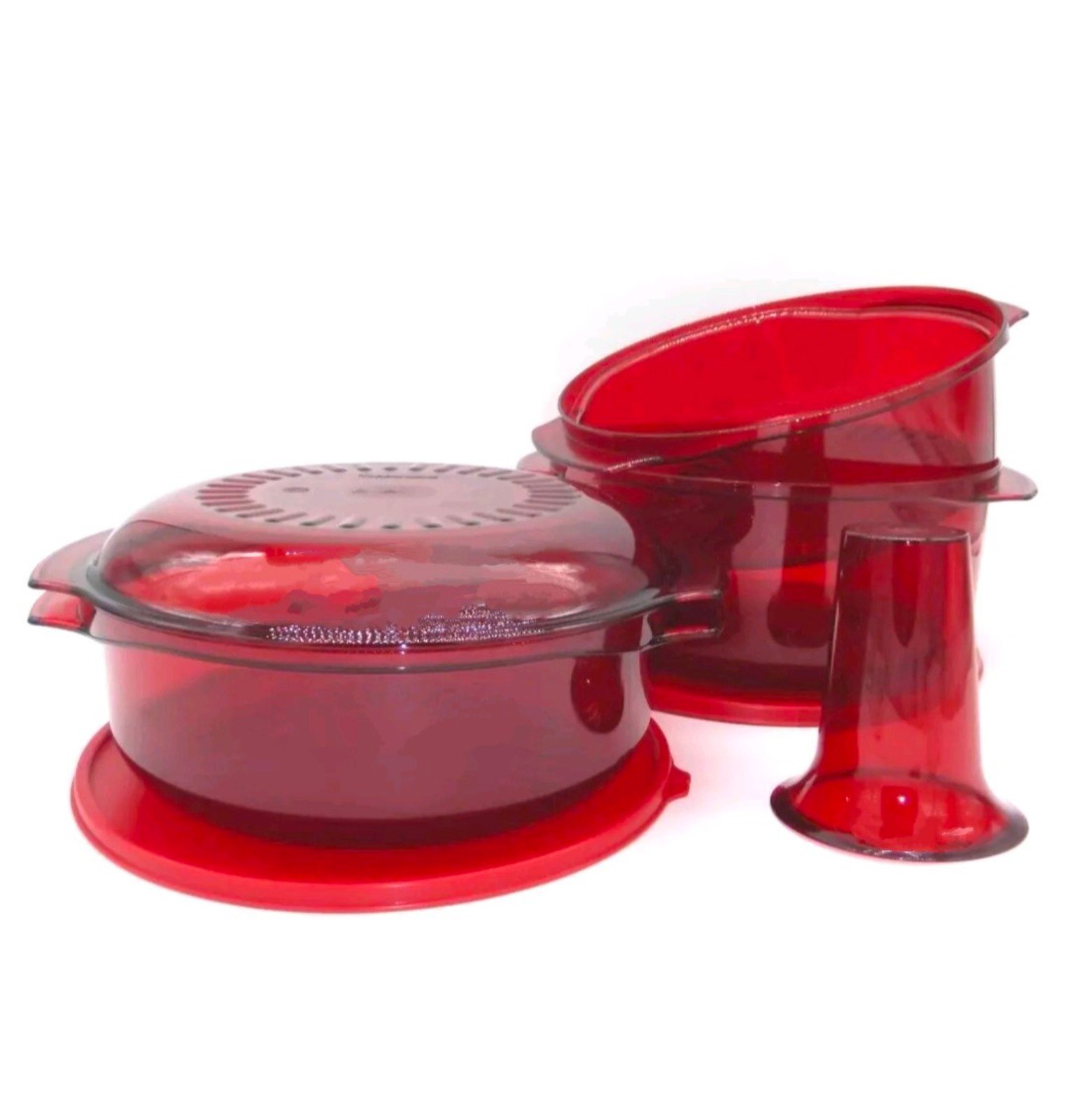 New Tupperware Complete Stack Cooker Set in Exclusive Cranberry Red.