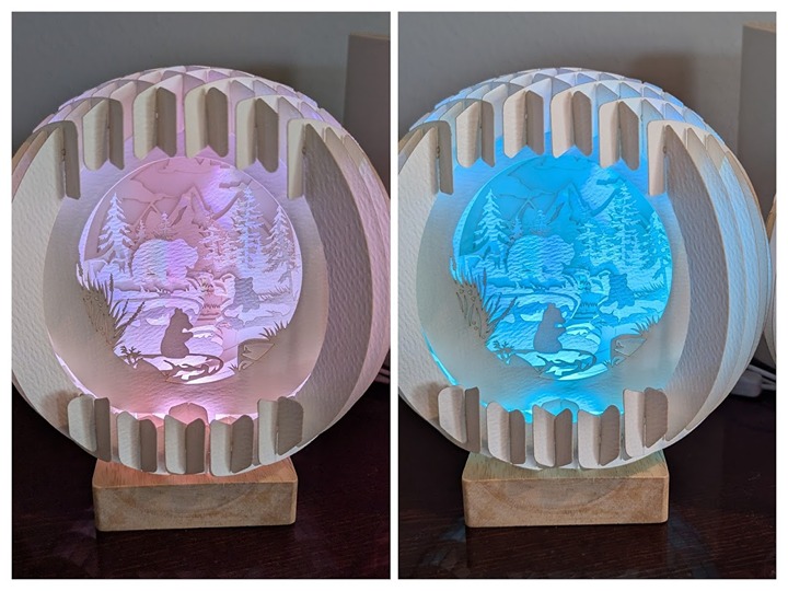 08-Bear Scene Paper Globe with LED