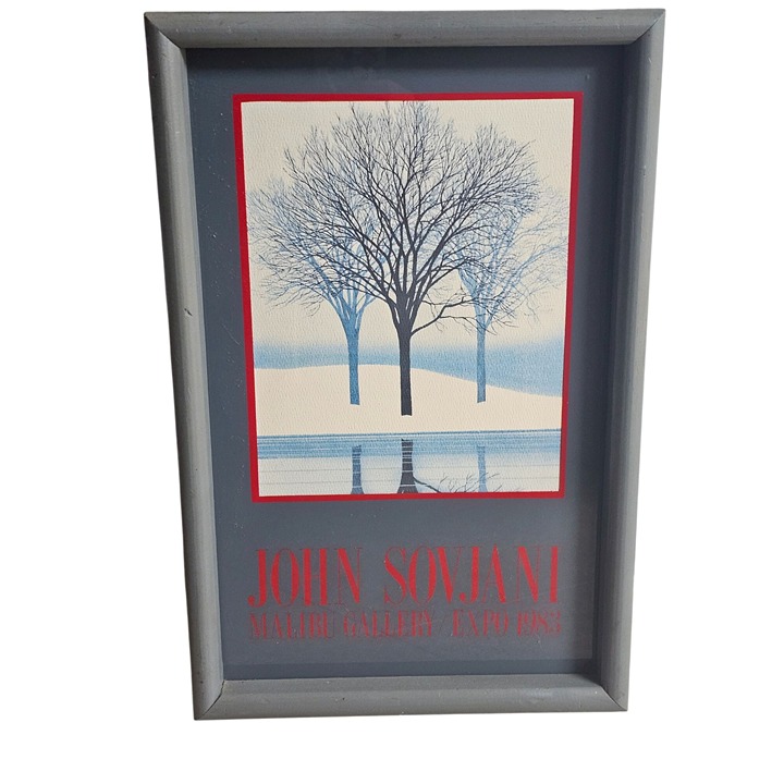 John Sovjani Malibu Gallery Expo 1983 Framed Art Print Trees Winter Scene 16 X