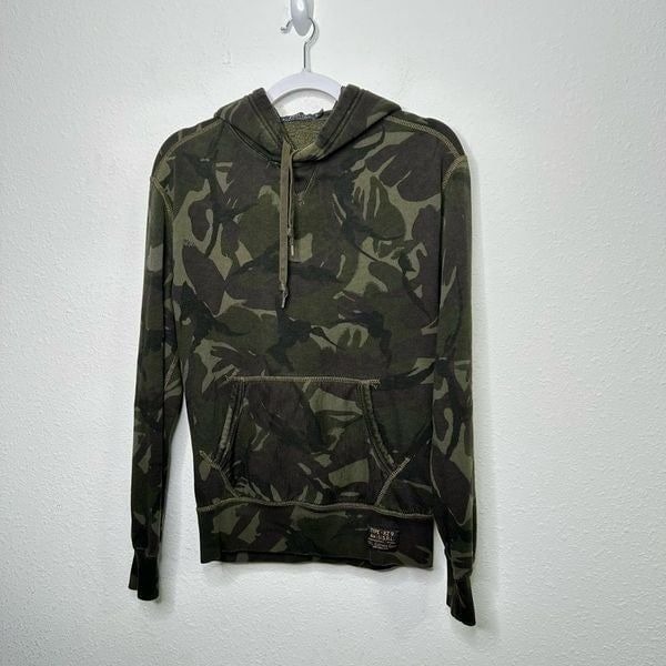Polo Ralph Lauren Mens Woodland Camo Hoodie KZ-9 Army Pullover Sweatshirt Size S