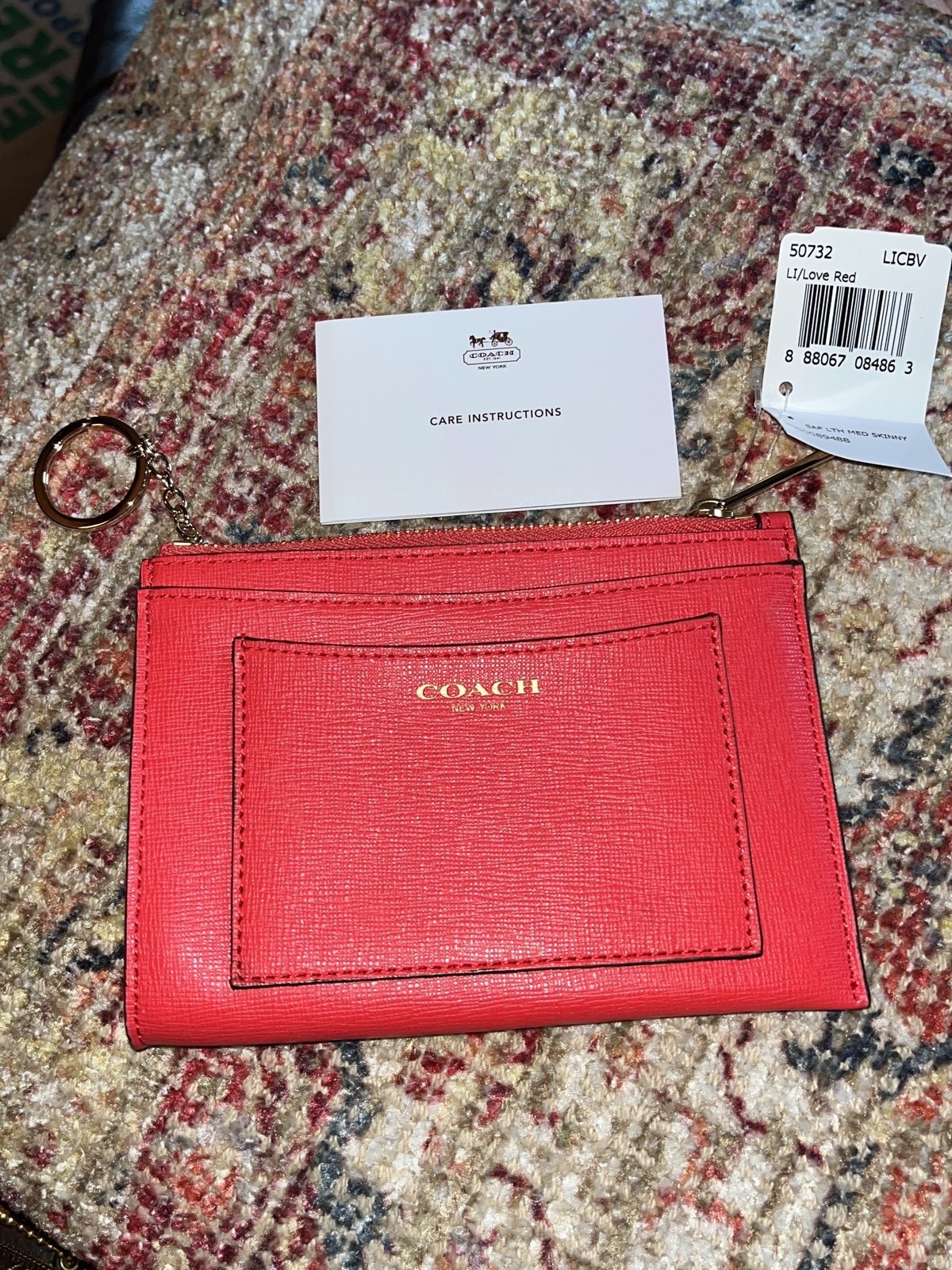 Coach Saffiano Leather Medium Skinny Wallet FOB 50732