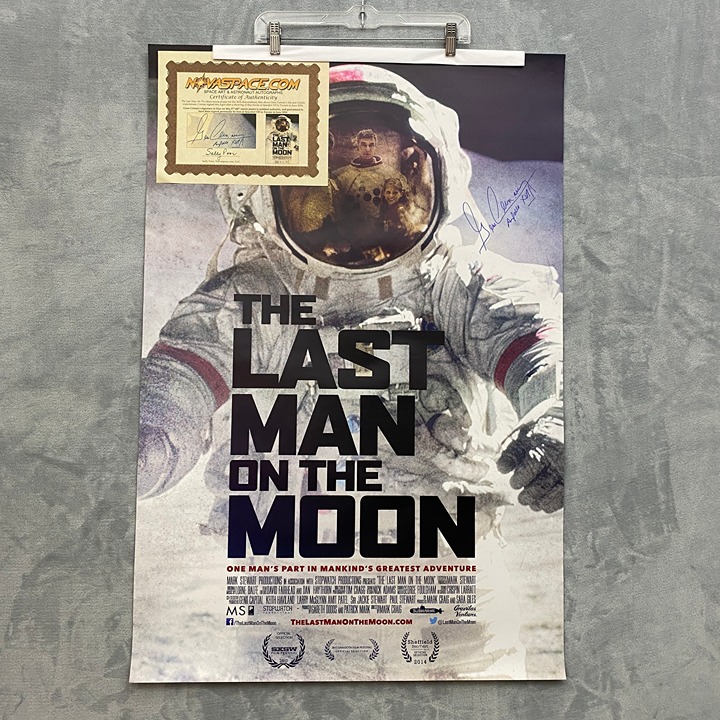 GENE CERNAN Astronaut APOLLO 17 Signed LAST MAN ON THE MOON Big Movie Poster COA