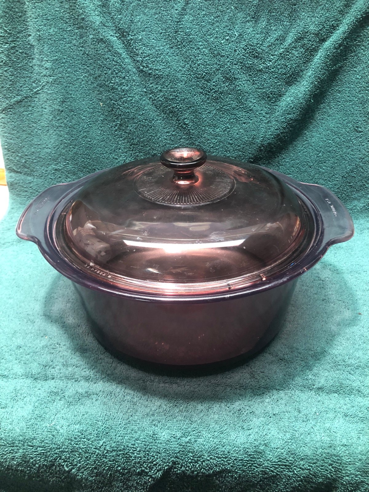 Vintage Vision Corning Cranberry 5L Dutch Oven w/Original Lid