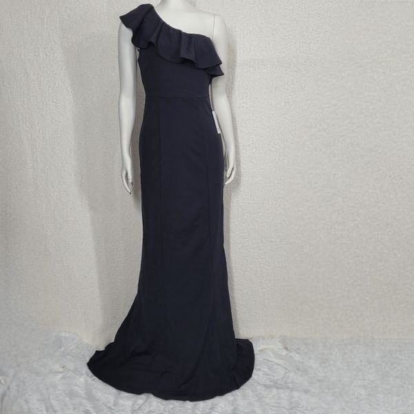 Show me your Mumu Black Stretch Florentine One Shoulder Maxi Dress Small