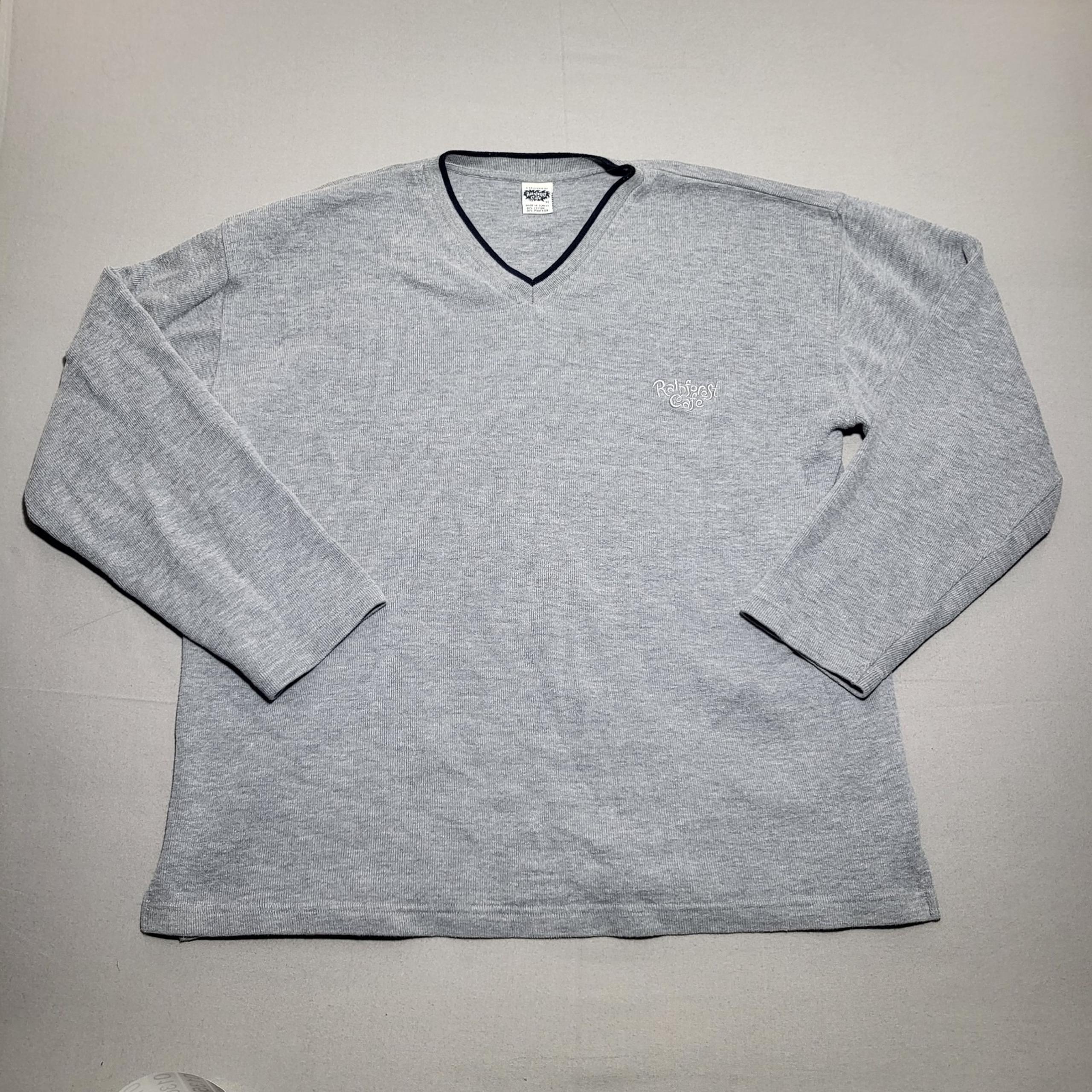 Rainforest Cafe Sweatshirt Men's XL Gray Long Sleeve Sweater Pullover V-Neck