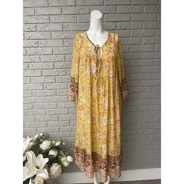 C +D+ M Multicolored Long Sleeve Boho Style Midi Dress Size S NWT