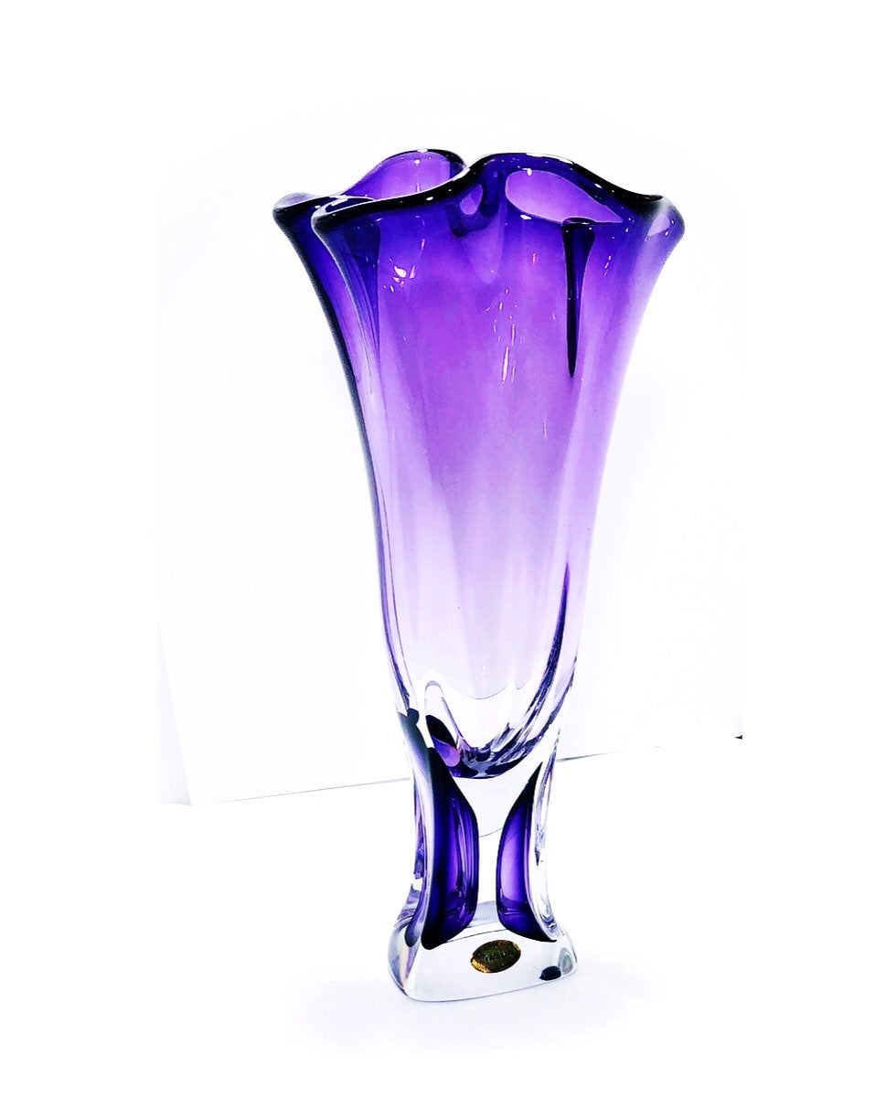 Majestic Purple Ombre Signed Vase