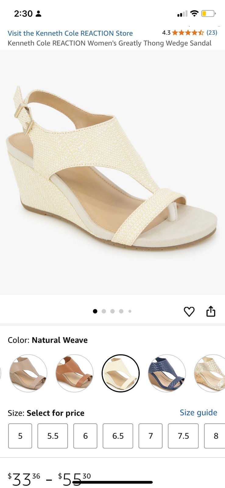 Kenneth Cole REACTION Women's Greatly Thong Wedge Sandal