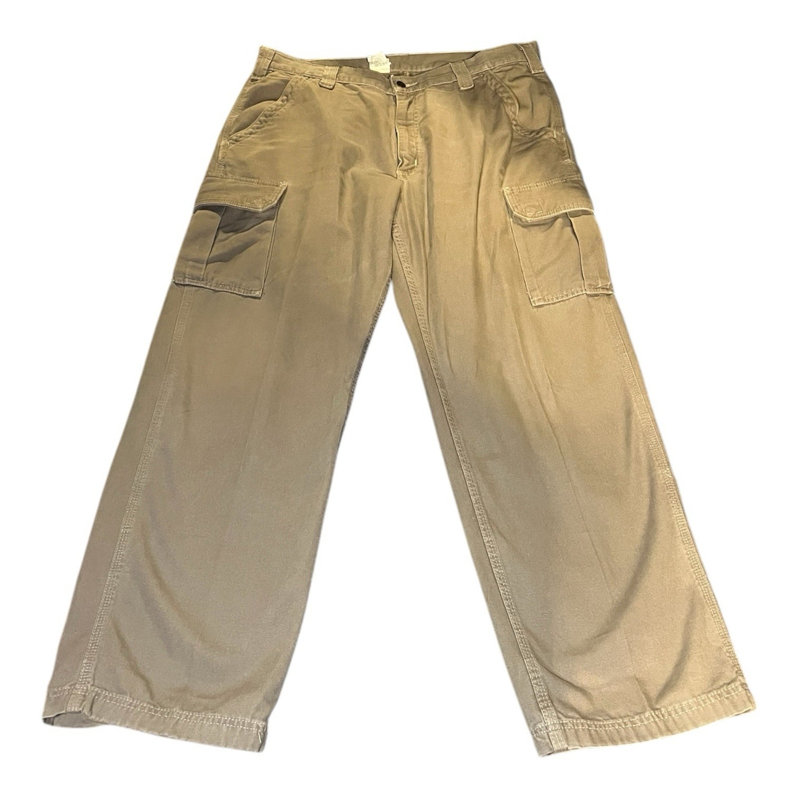 Vintage Carhartt Brown Y2K Canvas Carpenter Cargo Pants Dungaree Fit Mens 38x30