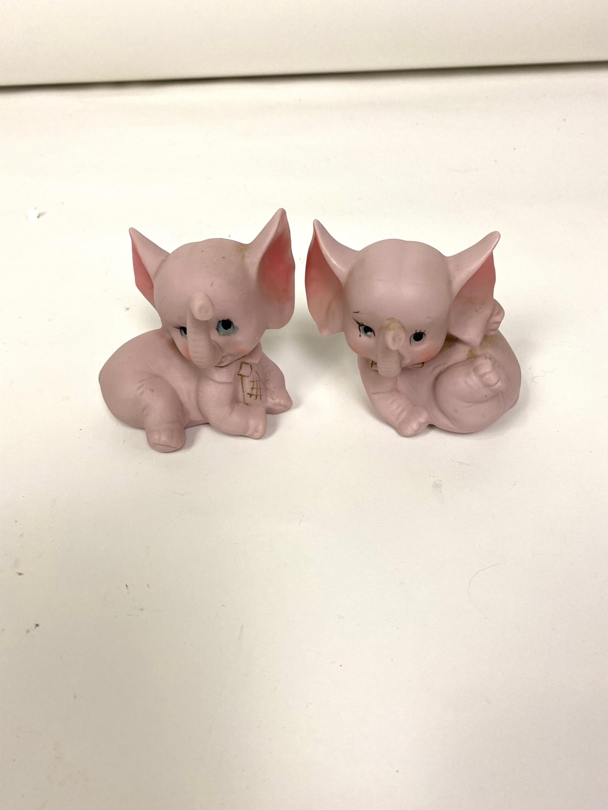 Vintage 60s Pink Elephant Figurines
