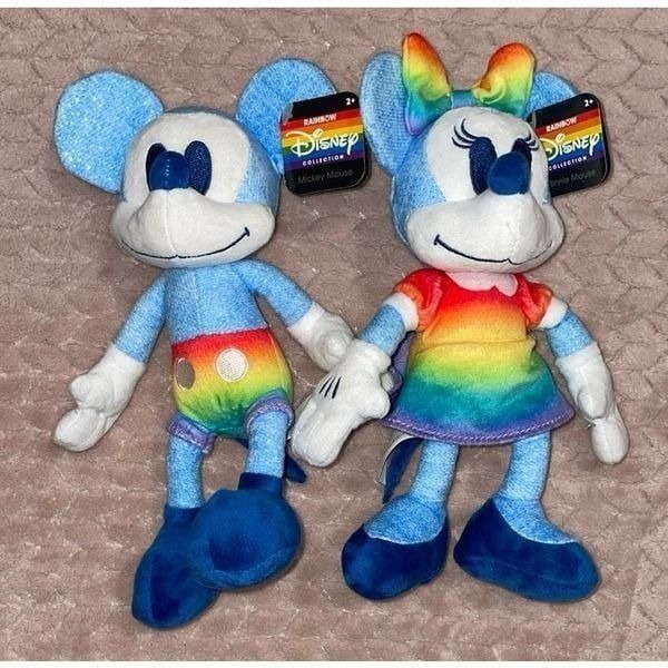 Disney Rainbow Collection Mickey & Minnie Mouse Plush 9” Toys